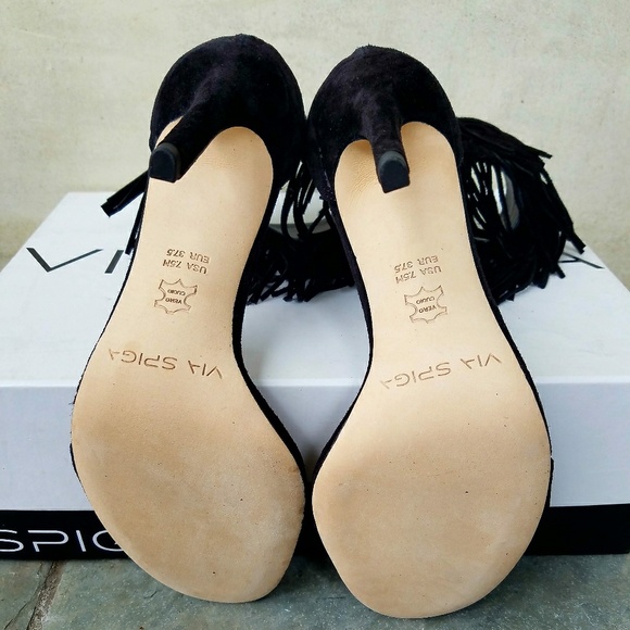 Layered Fringe Suede Via Spiga Sandals - Picture 7 of 8